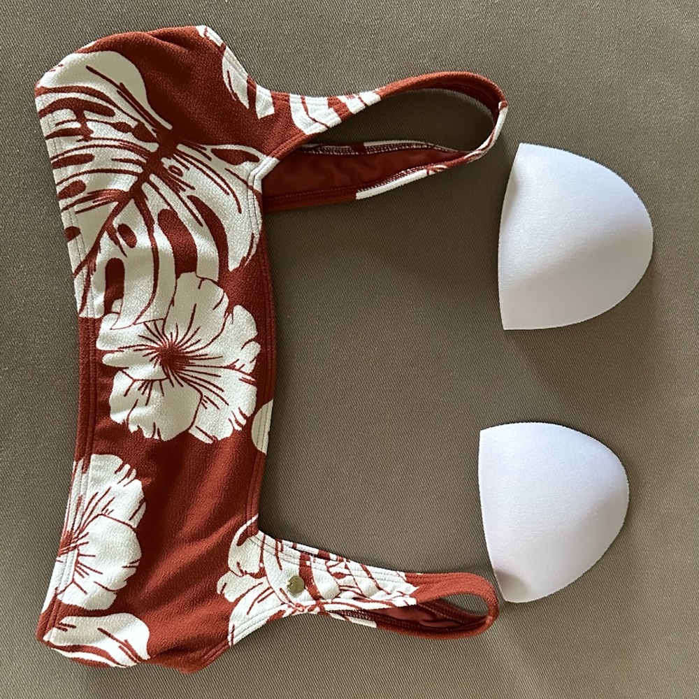 Roxy Garden Trip Bralette Bikini Rust Floral Bikini Top Size Small cute & comfy! - Picture 12 of 16